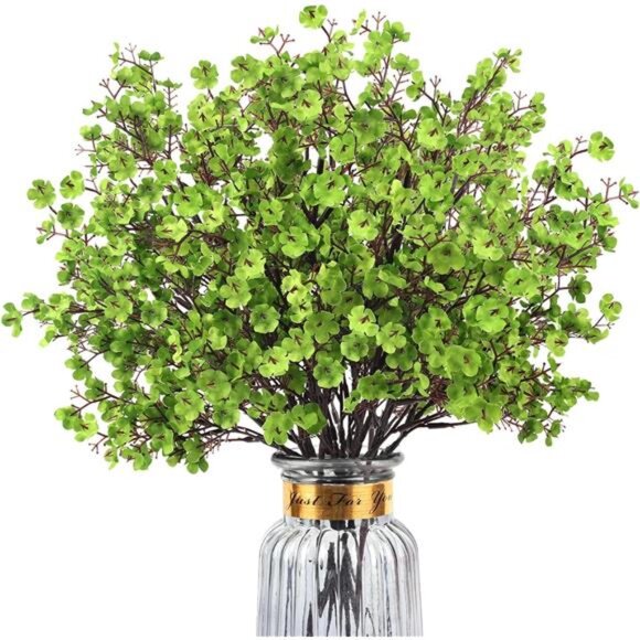 New Baby Breath Artificial Flowers, 8 Bundles Green Real Touch Fake Flowers Silk - Picture 1 of 6